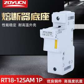 中宇熔断器RT18-125X 1P带灯卡轨式保险丝底座 22*58圆筒熔芯底座