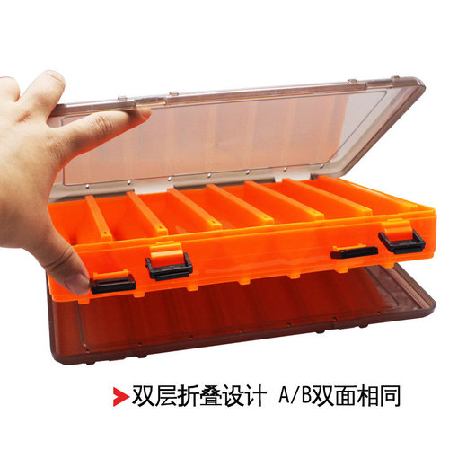 Double-sided storage box, O-type lure box, multi-grid fishing gear accessories box, fishing portable wooden shrimp box