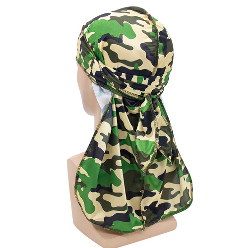 Camouflage Print Long Tail Pirate Hat High-Quality Hair Covering Durag