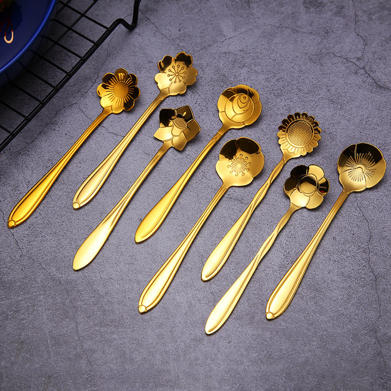 Stainless Steel Cherry Blossom Spoon Wedding Souvenir Rose Spoon Bird's Nest Honey Spoon Stainless Steel Coffee Spoon Stainless Steel Cherry Blossom Spoon Wedding Souvenir Rose Spoon Bird's Nest Honey Spoon Stainless Steel Coffee Spoon