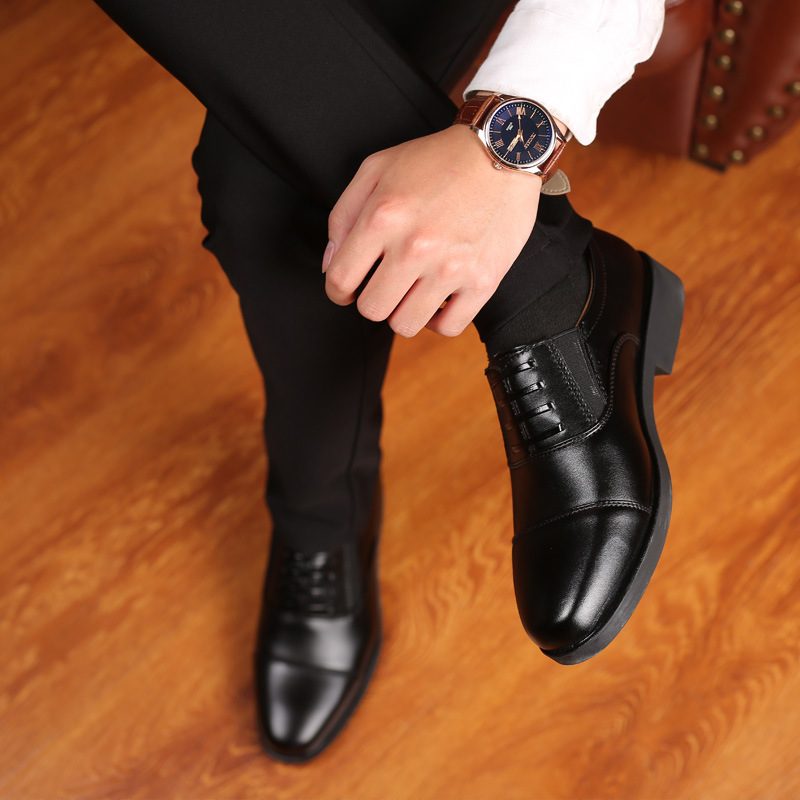 Nuevos zapatos de cuero de los hombres formales zapatos de cuero de tres articulaciones de los hombres slip-on de negocios casual de moda de tres puntas con cordones zapatos de los hombres image 6