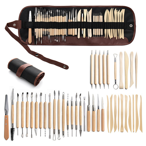 Cross-border pottery tools 42-piece set clay stone sculpture carving knife point drill pen pottery clay repair knife seven needles