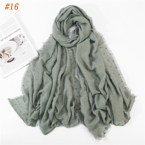 New cotton and linen scarf women's solid color sun protection large shawl literary style turban scarf