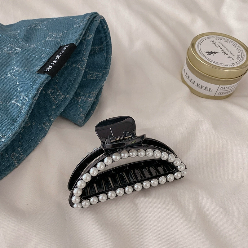 Зажим для волос Hairgrip краб с жемчужными акцентами, элегантный корейский стиль, различная форма