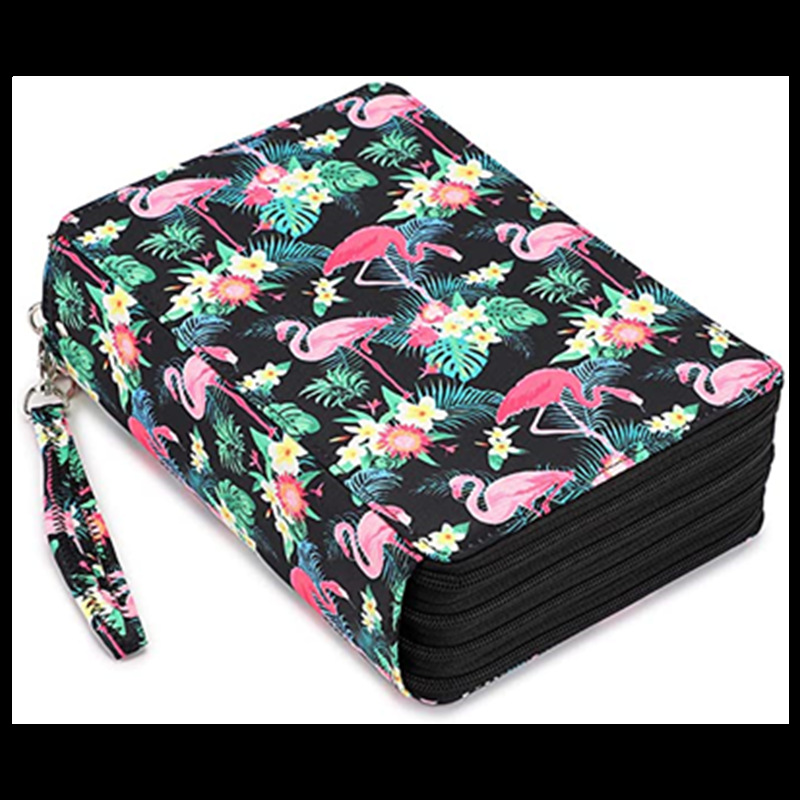 Amazon nuevo gran capacidad pu lápiz bolsa estudiante papelería bolsa 200 agujero arte pintura bolsa de almacenamiento