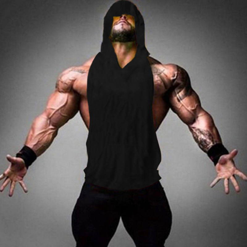 Summer American Loose Fitness Vest Men's Muscle Sports Hooded Vest Vest Men's European and American Trendyy Custom Logo Summer American Loose Fitness Vest Men's Muscle Sports Hooded Vest Vest Men's European and American Trendyy Custom Logo
