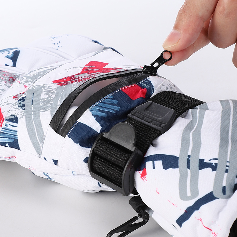 Guantes de esquí de las mujeres de invierno cálido Graffiti al aire libre a prueba de frío pareja forrada de vellón engrosada pantalla táctil de los hombres abajo guantes de algodón