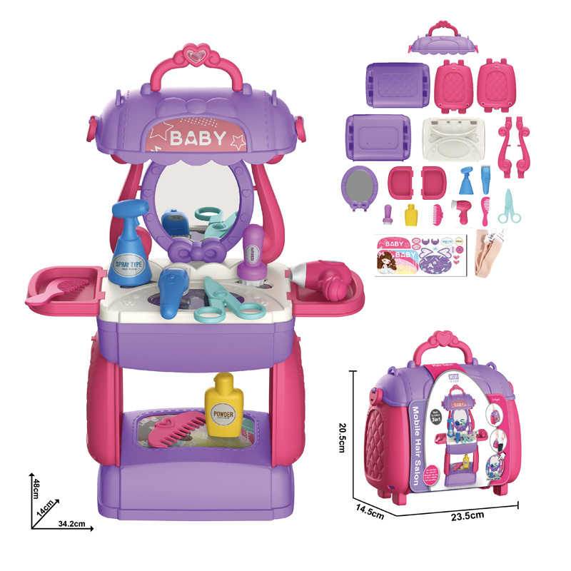 Juguetes de cocina para niños simulación de chicas maquillaje herramientas de cocina maleta de mesa de comedor conjunto de utensilios médicos