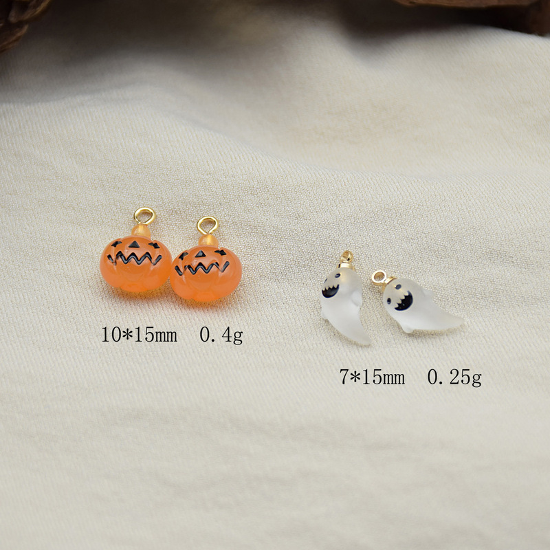 Rich Light Resin Halloween Earrings Earrings Ghost Kid Ghost Faces Pumpkin Painted Pendant Accessories Distinctive DIY Ears