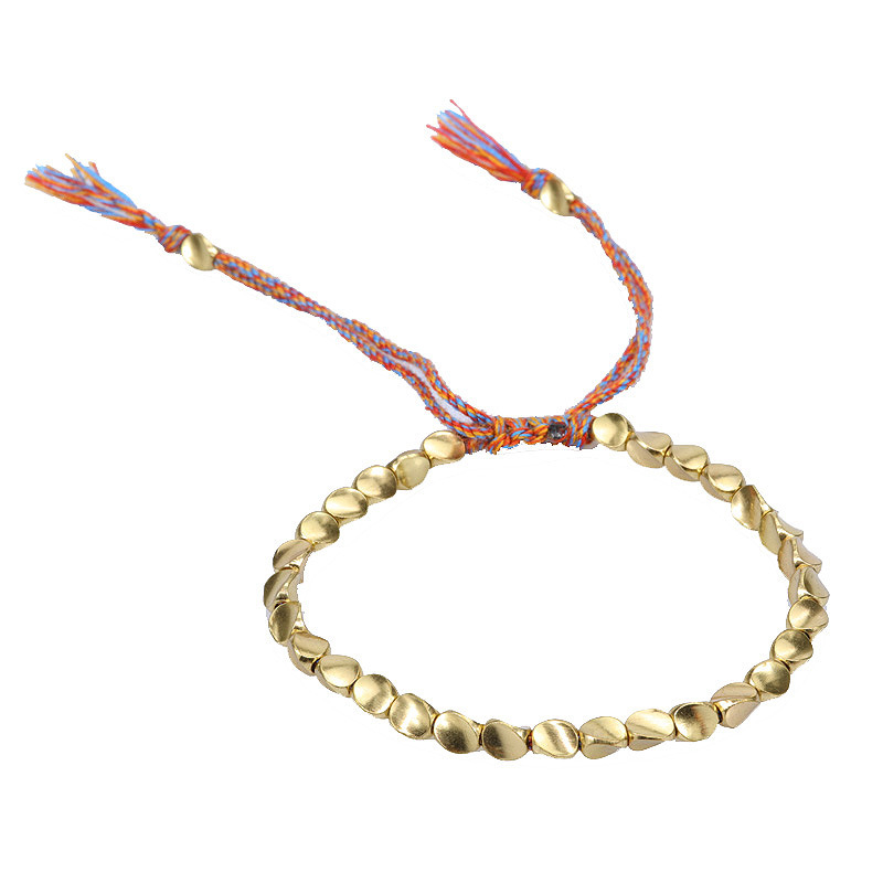 Joyería caliente transfronteriza pulsera de hilo de Wenwan tejida a mano pulsera de cuentas de cobre de forma especial cuerda de mano de borla de tirón creativo