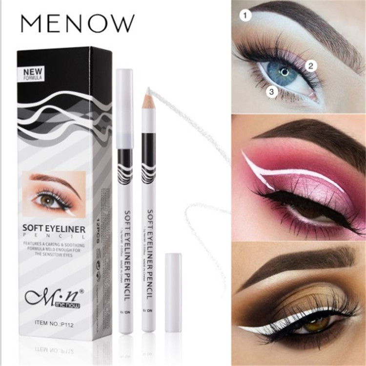 Cross-border MakeuP Menow/meino 12 Pieces/box P112 Lying Silkworm Brightening White High-gloss Eyeliner