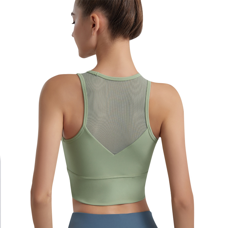 Fábrica de ropa de yoga red chaleco deportivo sin mangas respirado a prueba de choque malla hermosa espalda secado rápido acondicionamiento físico running top