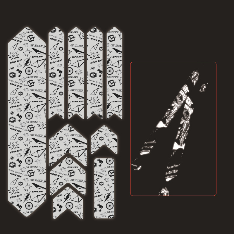 ENLEE bicicleta de montaña marco 3D película bicicleta de carretera gruesa película pegatinas impermeable noche reflexivo pegatinas de protección