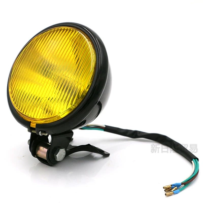 Suitable for Motorcycle Modification, Ön faralar - 50-headlight-black-shell-yellow-glass