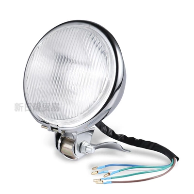 Ön faralar Metal Headlight, Retro Headlight - 50-headlight-silver-shell-white-glass