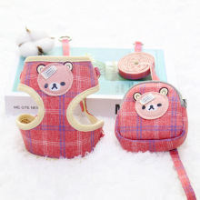 亚马逊新款宠物用品狗狗牵引绳带零食包格子拉胸宠物牵引绳胸背带