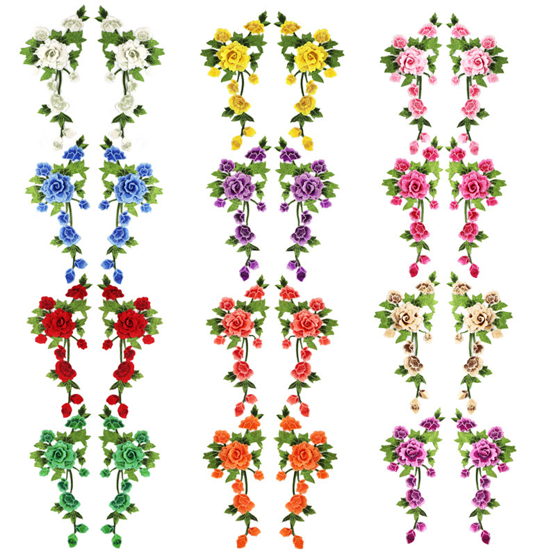 Embroidery Cloth Sticker Peony Color Flower Hollow Stage Clothing Accessories Water-soluble Embroidery Lace Hand-stitched Corsage Applique Embroidery