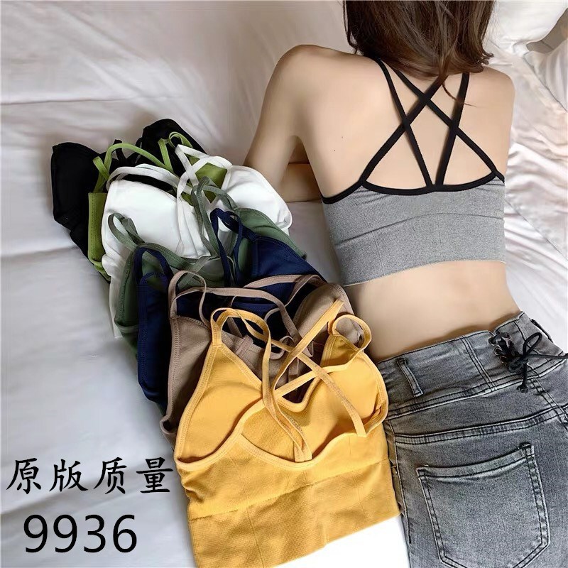 9936 Beautiful Back Wireless Bra Suspender Fashionable and Plaid Underwear Women's Sports Push-Up Shockproof Yoga Backless 9936 Beautiful Back Wireless Bra Suspender Fashionable and Plaid Underwear Women's Sports Push-Up Shockproof Yoga Backless
