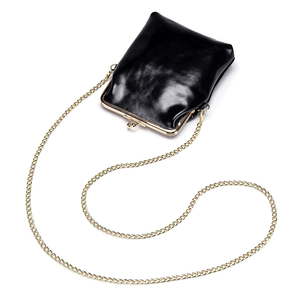 Moda de Cuero genuino retro bolso del teléfono móvil nicho de la cadena del hombro de las mujeres bolsa de mensajero ins mini clip bolsa pequeña