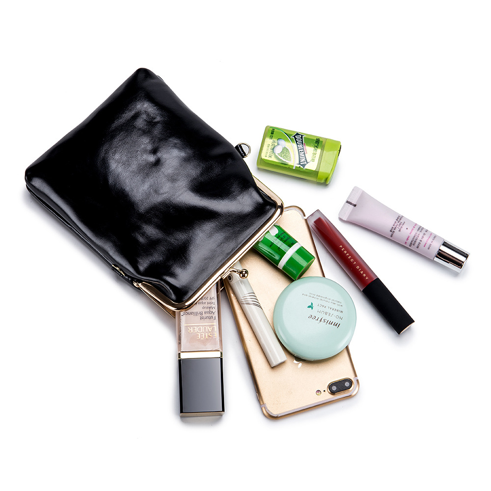 Moda de Cuero genuino retro bolso del teléfono móvil nicho de la cadena del hombro de las mujeres bolsa de mensajero ins mini clip bolsa pequeña