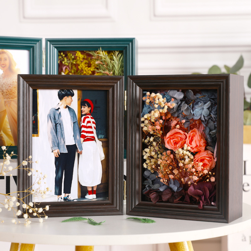 Preserved Flower Photo Frame with Three-Dimensional Hinge Specimen Frame, Manufacturer Supplies Wholesale Multi-Color Photo Frame Retro Puzzle Frame