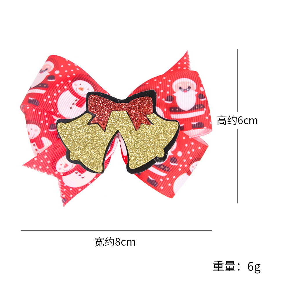 Pasador de pelo navideño con diseño de cuernos de reno, lazo, adornos navideños, dibujos animados infantiles, brillantina, gorro de Papá Noel, clip lateral image 17