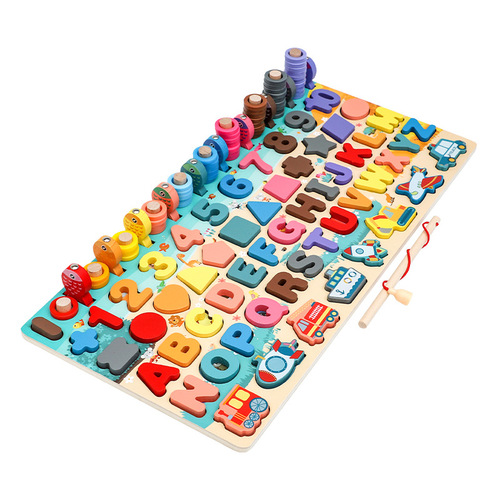 Multifunctional dinosaur logarithm board disassembly and assembly of dinosaur wooden toys matching shape number cognition children's educational toys