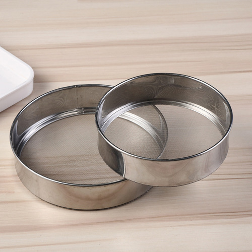 Manufacturer supply round stainless steel flour sieve DIY baking mesh sieve manual flour sieve to sample powdered sugar