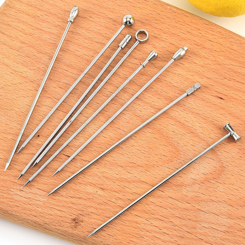 Simple stainless steel fruit needle cake salad cocktail pick creative snack decoration fruit pick toothpick