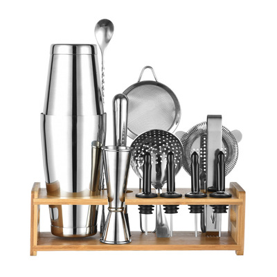 波士顿304不锈钢 调酒器套装 鸡尾酒调酒工具酒吧 雪克杯摇调酒壶