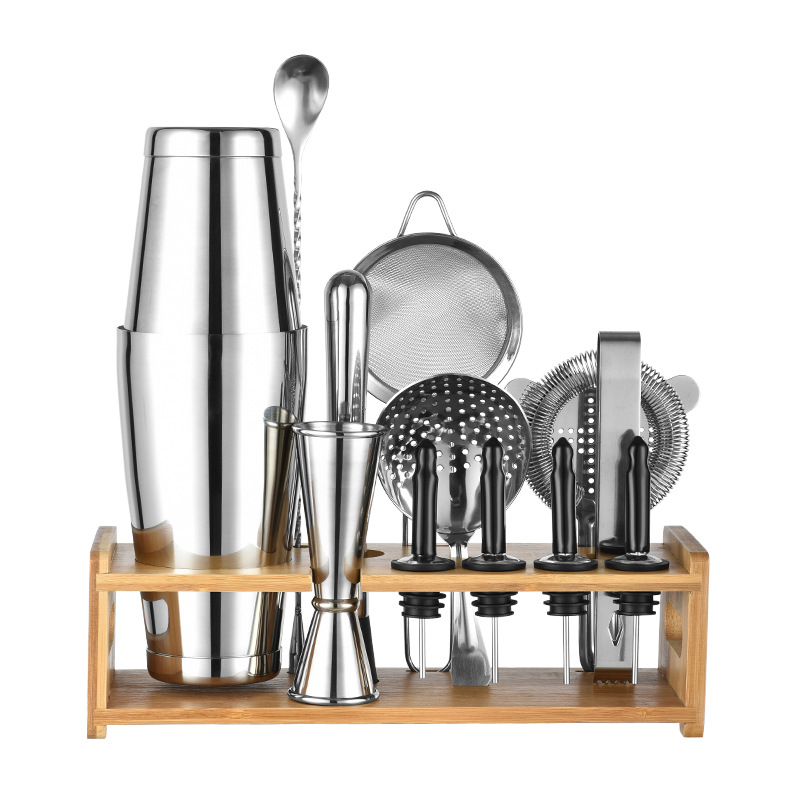 波士顿304不锈钢 调酒器套装 鸡尾酒调酒工具酒吧 雪克杯摇调酒壶