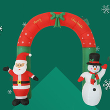 跨境专供圣诞节场景装饰品场地布置道具圣诞老人雪人充气拱门批发