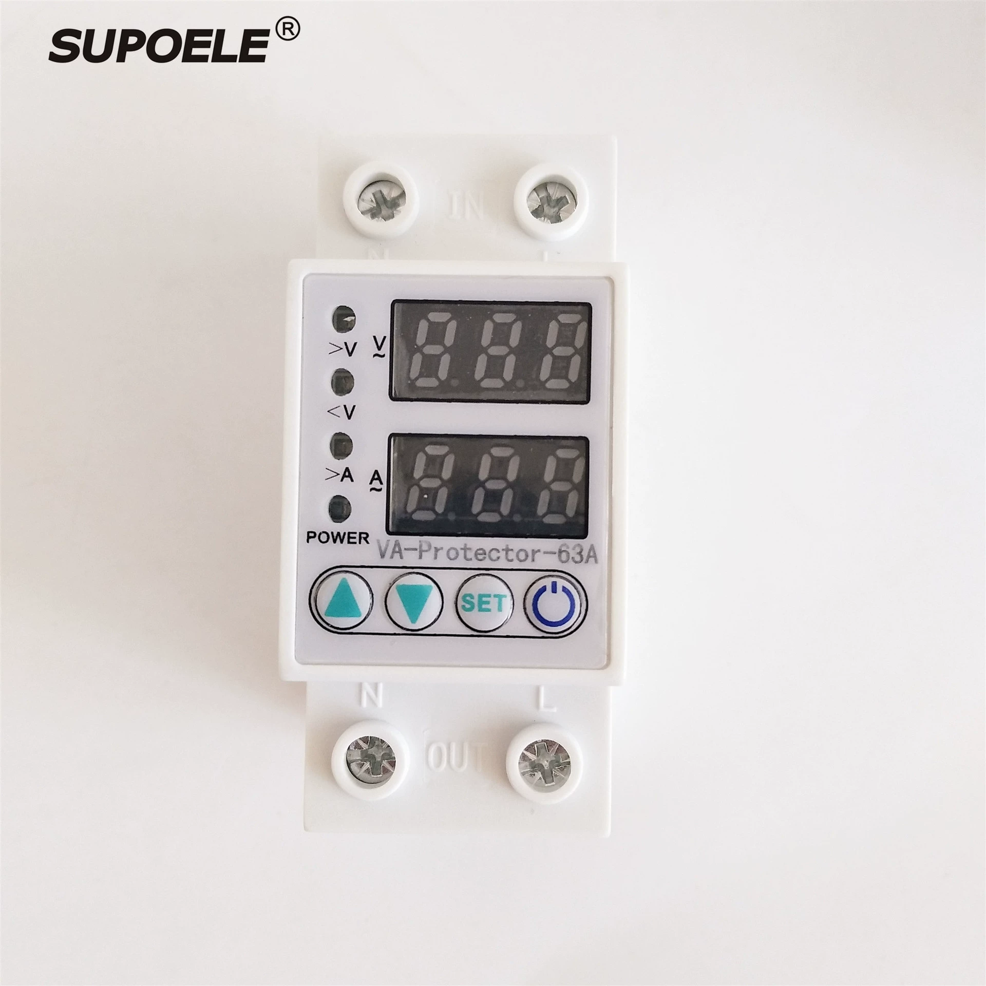 Самонадуплексный Регулируемый предохранитель от перенапряжения по току светодиодный двойной дисплей 40A 63A 220V цифровой дисплей