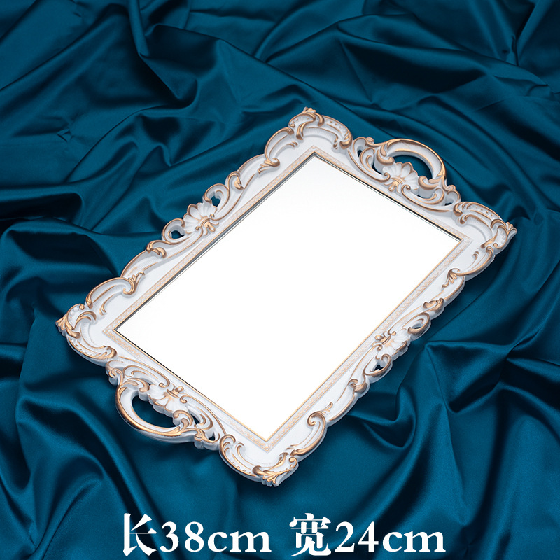 흰색 사각형 거울 트레이