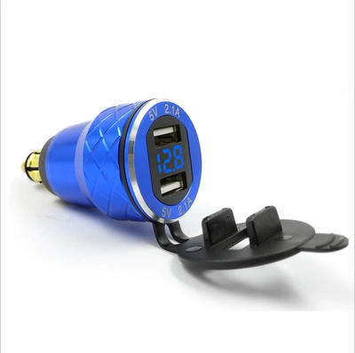 Motorcycle USB Mobile Phone Charger | Mobil şarj cihazları - blue-shell-blue-display