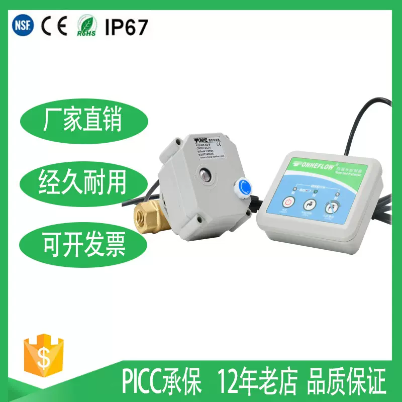 防漏水检测系统 黄铜微型电动球阀带手动功能  漏水保护器阀门DN8