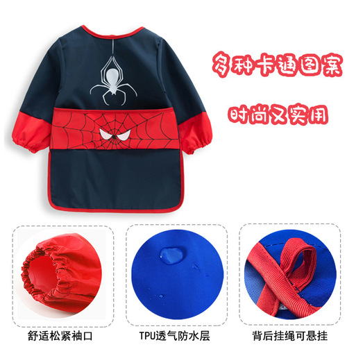 Baby smock, children's autumn and winter eating bibs for men and women, waterproof, anti-dirty, western-style long-sleeved apron, reverse wearing