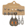 Earrings, retro ethnic set with tassels, European style, suitable for import, ethnic style