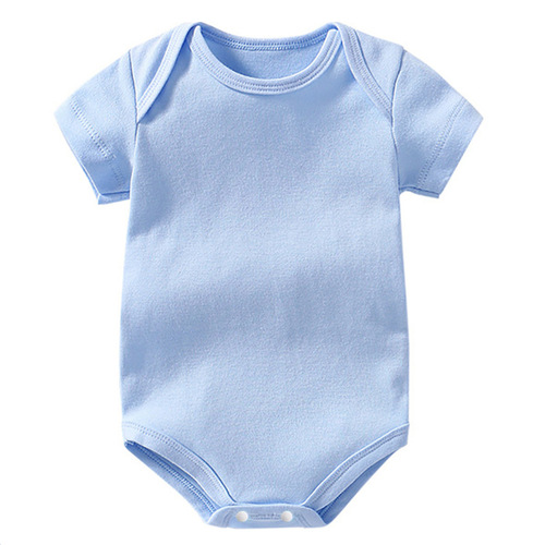 Cross-border newborn solid color short-sleeved bag, butt coat, summer cotton one-piece suit, triangle suit, children's baby short climbing suit