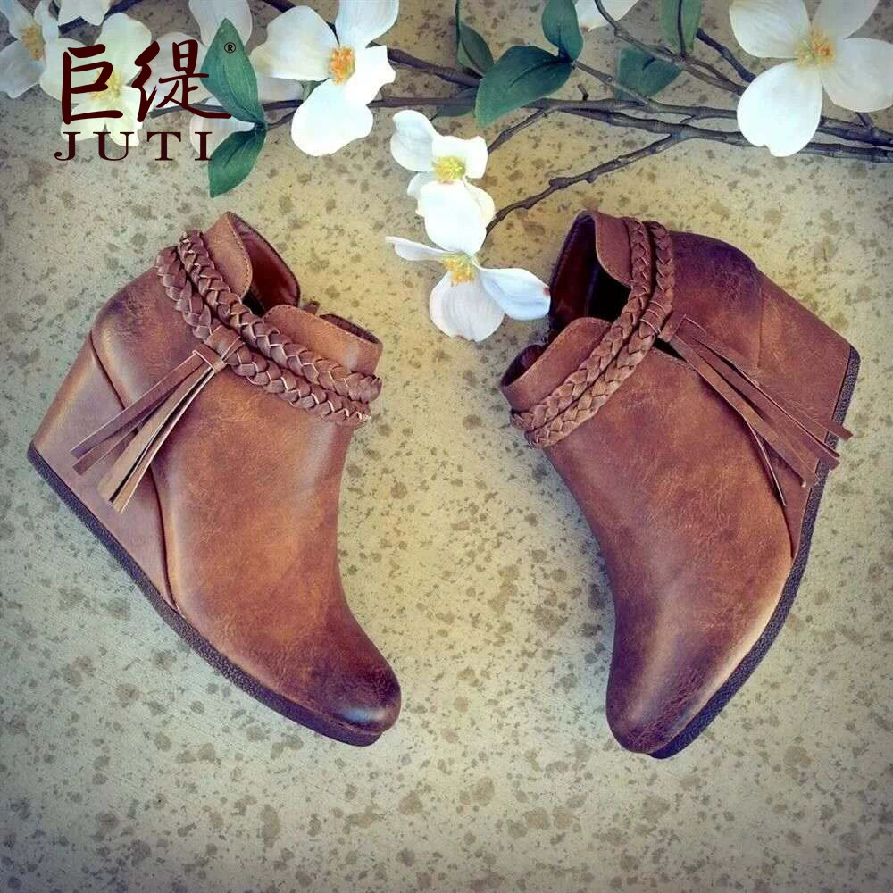 Женская обувь Juti, европейский и американский экспорт, большие размеры, плетеные босоножки с кисточками, производитель модной женской обуви на плоской подошве.