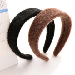 Wholesale Cross-Border New Arrival European & American-Style Hairband Wool Fabric Wide-Edge Headband Hair Clip for Women's Outdoor Fashion Accessories R94