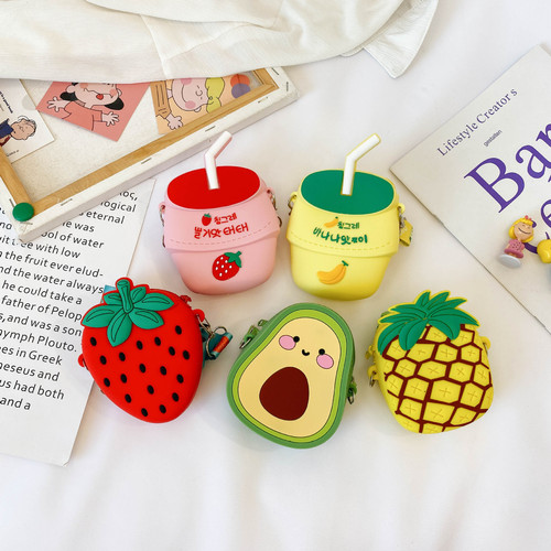 Silicone Coin Mini Bag Cute Avocado Children's Crossbody Bag  New Baby Girls Shoulder Bag