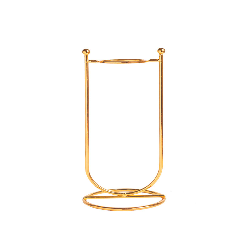 Fábrica al por mayor simple chapado en oro tubo de ensayo de vidrio de hierro florero arreglo floral flor seca planta verde hidropónico florero Decoración