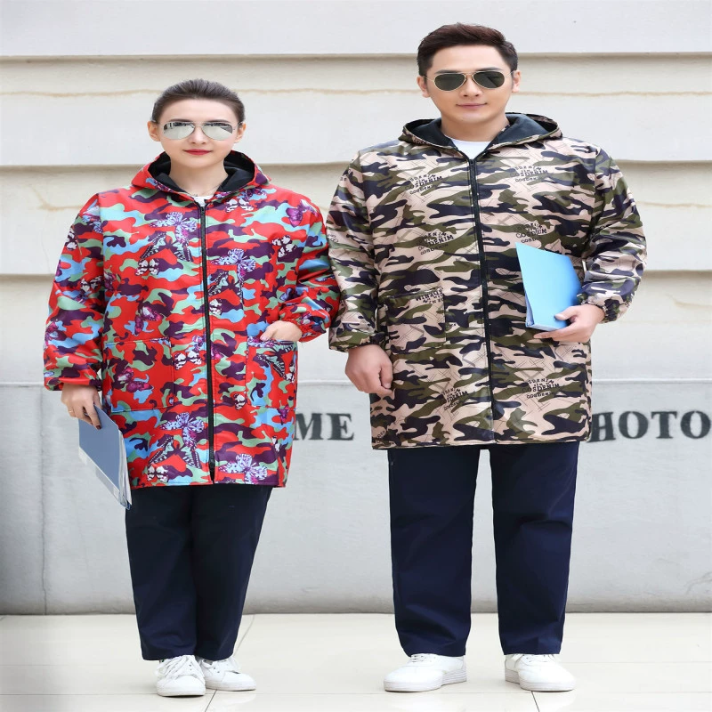 Водонепроницаемые и грязеотталкивающие Комбинезоны для взрослых мужчин и женщин, фартук, камуфляжная утолщенная длинная Пылезащитная куртка на флисовой подкладке, на осень и зиму