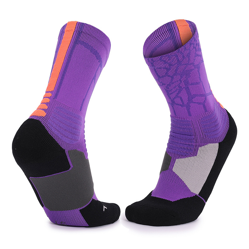Calcetines deportivos de media pantorrilla para venta al por mayor transfronteriza, calcetines de toalla antideslizantes engrosados, calcetines de baloncesto versátiles, absorbentes de impactos, de sudor y transpirables.
