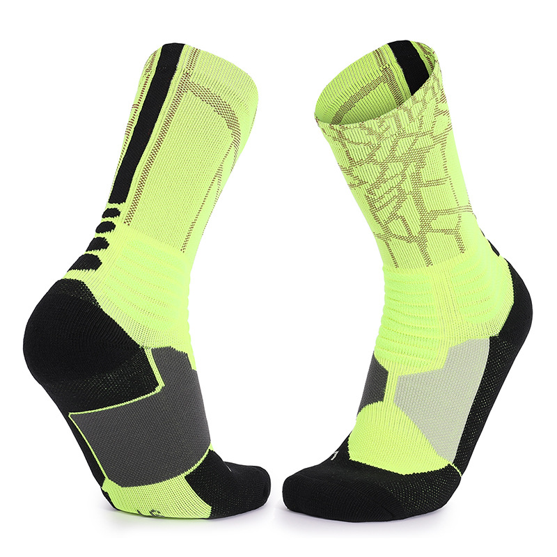 Calcetines deportivos de media pantorrilla para venta al por mayor transfronteriza, calcetines de toalla antideslizantes engrosados, calcetines de baloncesto versátiles, absorbentes de impactos, de sudor y transpirables.