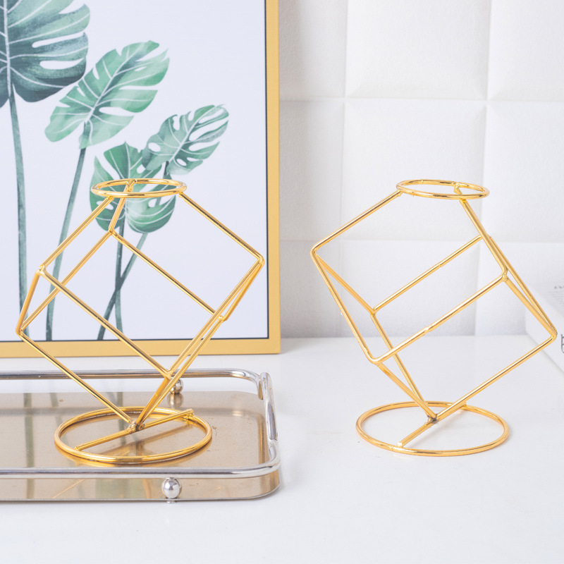 Nuevos adornos creativos de jarrones de vidrio, flores secas, hidroponía, figuras geométricas tridimensionales, decoraciones para el hogar, arreglos florales, lujo ligero.
