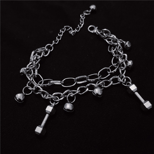 Korean Hip-Hop Trendy Boy Cross Multi-Bell Chain Bracelet Fashion Chain Instagram Party Punk Cool Jewelry for Girls