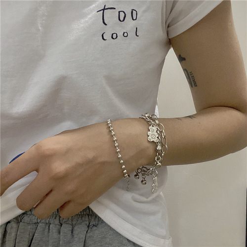 Korean Hip-Hop Trendy Boy Cross Multi-Bell Chain Bracelet Fashion Chain Instagram Party Punk Cool Jewelry for Girls