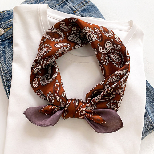 Korean new cashew silk women's autumn and winter warm scarf fashionable multi-functional small scarf mulberry silk scarf